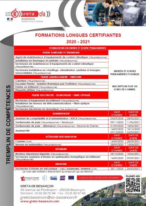 Les formations ouvertes à l'inscription !